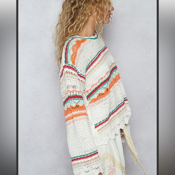 298 🧡 POL. Colorful Striped Knit Summer Sweater - Picture 4 of 6